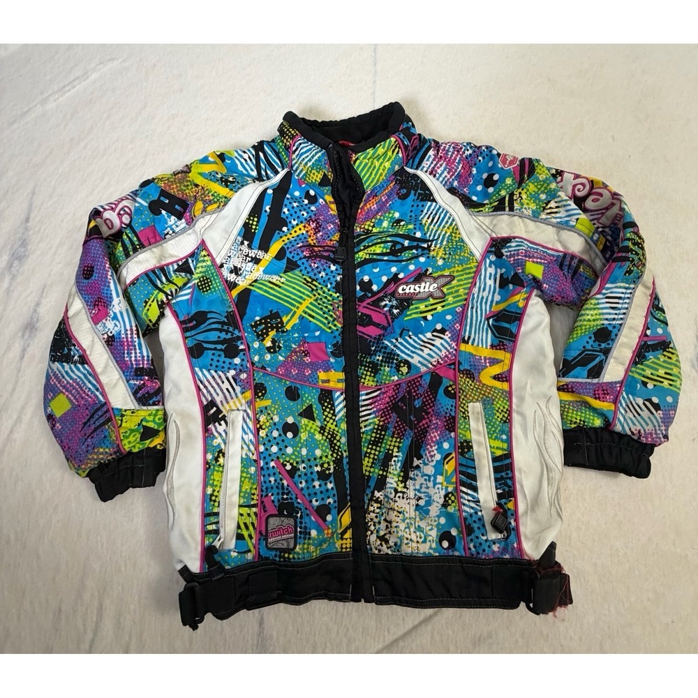 Castle X Youth M Jacket Retro Neon Ski Snowmobile Racing Colorful